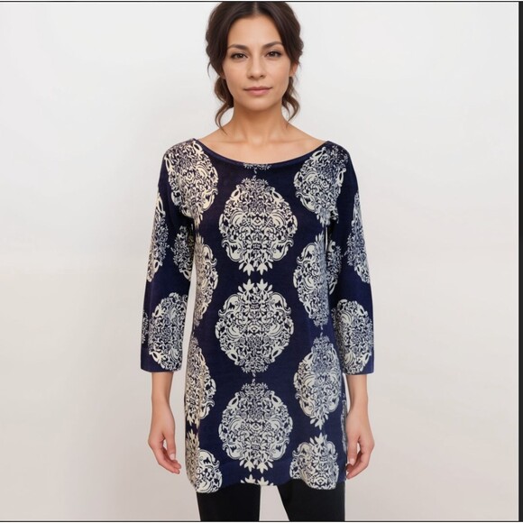 Lilly‎ Pulitzer Sweater Women Sz S Blue Knit Merino Wool Paisley Business Casual - Picture 1 of 12